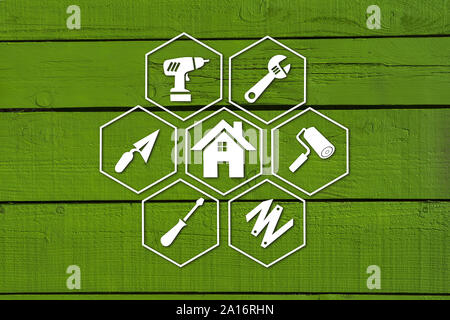 Do-it-yourself-Symbol auf Holzbrett Stockfoto
