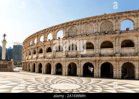 FISHERMAN'S WHARF, Macau - 21.September: Die Anlage mit dieser römischen Amphitheater ist ein im Kolosseum mit 2000 Sitzplätzen für verschiedene Veranstaltungen konzipiert. Stockfoto