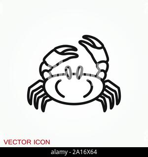 Crab Vektor-Symbol. Crab Zeichen auf dem Hintergrund Stock Vektor