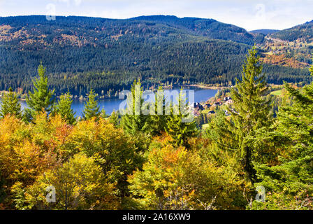 Blick auf den Schluchsee vom Berg Bildstein, Schwarzwald, Schwarzwald Stockfoto