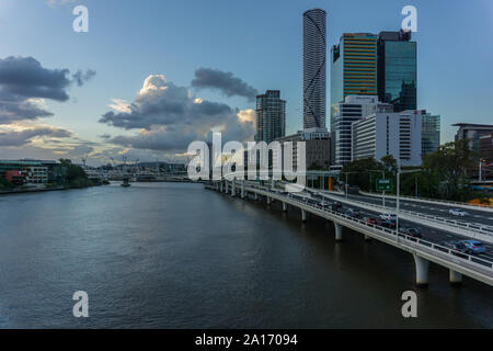 Sonnenuntergang über die Hauptstadt von Queensland, Brisbane, Australien Stockfoto