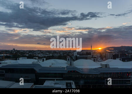 Sonnenuntergang über die Hauptstadt von Queensland, Brisbane, Australien Stockfoto