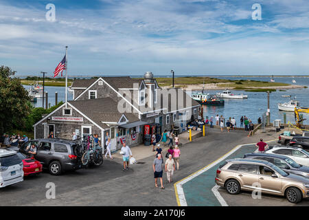 Chatham Pier Fischmarkt, Chatham, Cape Cod, Massachusetts, USA. Stockfoto