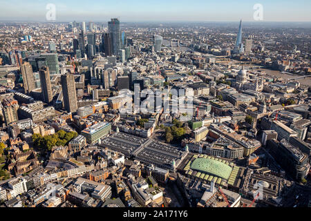 September 2019, Luftbilder der London Central Markets (Smithfield Market) und Umgebung Stadt London, Großbritannien Stockfoto