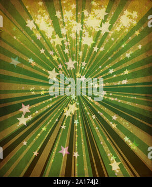 Abstract grunge Hintergrund mit Sternen und Strahlen. Stockfoto