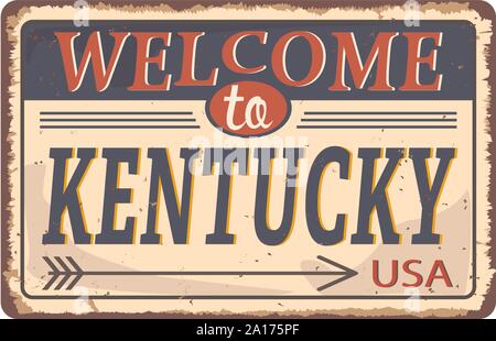 Nach Kentucky vintage rostiges Metall Zeichen auf weißem Hintergrund Willkommen, Vector Illustration Stock Vektor