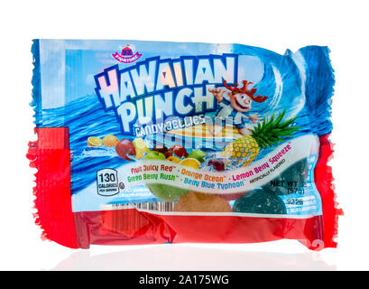 Winneconne, WI - 10. September 2019: ein Paket von Hawaiian Punch Gelees candy auf einem isolierten Hintergrund. Stockfoto