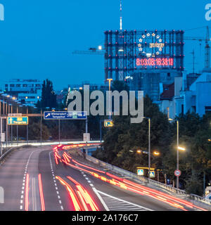 Klima Countdown am Gasometer auf der EUREF-Campus in Schöneberg, A100, Stockfoto