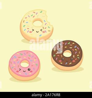 Süße Krapfen Krapfen Vector Illustration Cartoon Stock Vektor