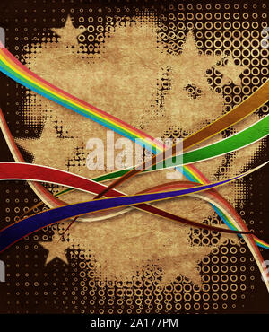 Abbildung: Retro grunge Hintergrund mit bunten Linien. Stockfoto