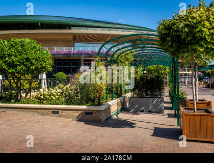 Aus Gründen der All England Lawn Tennis Club, Wimbledon, London. Stockfoto