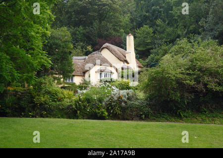 Reetdachhaus in Selworthy Dorf. Exmoor National Park. Somerset. UK. Stockfoto