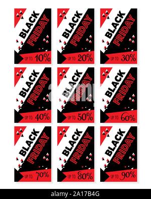 Sonderangebot Poster von schwarzer Freitag. Packungsbeilage für Werbung. roten Plakat shopping schwarzer Freitag. Discount Tag trendigen, modernen Flyer. Stock Vektor
