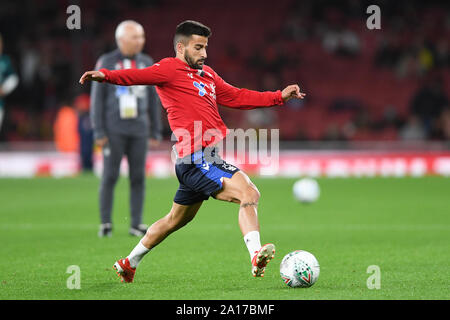 LONDON, ENGLAND SEPTEMBER 24 th Tiago Silva (28) von Nottingham Forest, die während der carabao Pokalspiel zwischen dem FC Arsenal und Nottingham Forest im Emirates Stadium, London wärmt am Dienstag, den 24. September 2019. (Credit: Jon Hobley | MI Nachrichten) das Fotografieren dürfen nur für Zeitung und/oder Zeitschrift redaktionelle Zwecke verwendet werden, eine Lizenz für die gewerbliche Nutzung Kreditkarte erforderlich: MI Nachrichten & Sport/Alamy leben Nachrichten Stockfoto