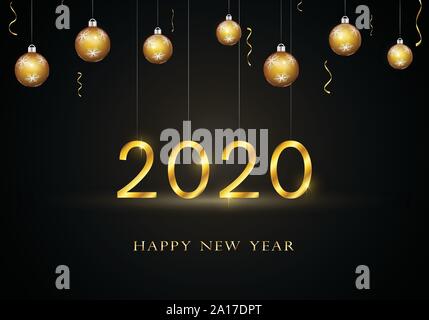 2020 Frohes Neues Jahr Hintergrund mit gold Text. Stock Vektor