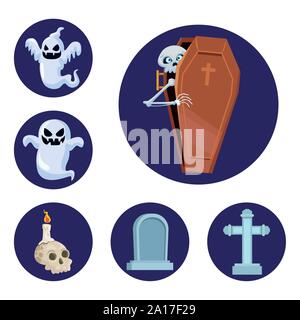 Bündel von Halloween set Symbole Stock Vektor