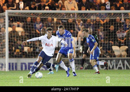 Colchester, Großbritannien. 24 Sep, 2019. Dele Alli von Tottenham Hotspur während der carabao Cup dritten Runde zwischen Colchester United und Tottenham Hotspur bei Weston Wohnungen Gemeinschaft Stadium am 24. September 2019 in Colchester, England. (Foto von Mick Kearns/phcimages.com) Credit: PHC Images/Alamy leben Nachrichten Stockfoto