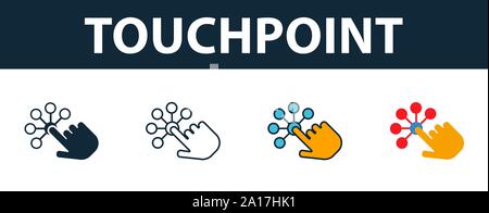 Touchpoint Icon Set. Premium Symbol in verschiedenen Stilen vom Kundendienst icons Collection. Kreative touchpoint Symbol, Outline, farbige und Stock Vektor