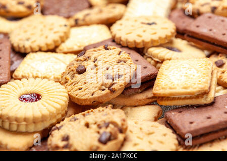 Sortierte Slection von Tee Kekse und choclate chip Cookies Stockfoto