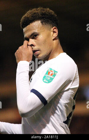 Colchester, Großbritannien. 24 Sep, 2019. Dele Alli von Tottenham Hotspur während der carabao Cup dritten Runde zwischen Colchester United und Tottenham Hotspur bei Weston Wohnungen Gemeinschaft Stadium am 24. September 2019 in Colchester, England. (Foto von Mick Kearns/phcimages.com) Credit: PHC Images/Alamy leben Nachrichten Stockfoto