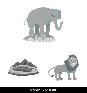 Isoliertes Objekt von Zoo und Park Logo. Zoo und tierischen Lager Symbol für das Web. Stock Vektor