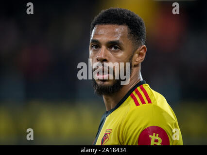 Watford, UK. 24 Sep, 2019. Andre Grau von Watford während der carabao Pokalspiel zwischen dem Watford und Swansea City an der Vicarage Road, Watford, England am 24. September 2019. Foto von Andy Rowland. Credit: PRiME Media Images/Alamy leben Nachrichten Stockfoto