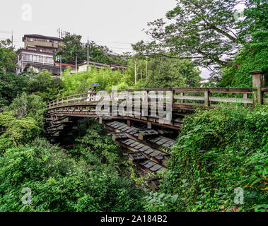 Saruhashi, Historische Holzbrücke in Otsuki, Yamanashi Präfektur, Japan Stockfoto