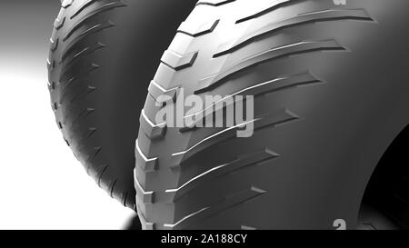 Sculpted weiße Reifen auf einem weißen Stock - 3D Rendering illustration Stockfoto