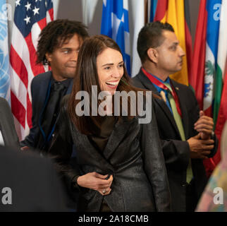 New York, NY - 24. September 2019: Premierminister von Neuseeland Jacinda Kate Laurell Ardern besucht Mittagessen, das durch Generalsekretär während der 74. Vollversammlung im UN-Hauptquartier gehostet Stockfoto