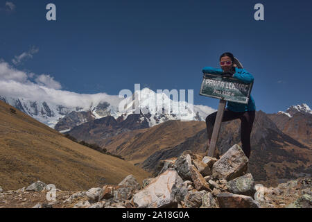 Letzte Blick auf den Huayhuash reichen von Pampa Llamac, Cordillera Huayhuash, Ancash, Peru Stockfoto