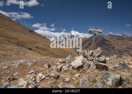 Letzte Blick auf den Huayhuash reichen von Pampa Llamac, Cordillera Huayhuash, Ancash, Peru Stockfoto