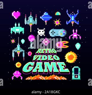 Classic Video Game Konsole von Münzen Vector Illustration Design Stock Vektor