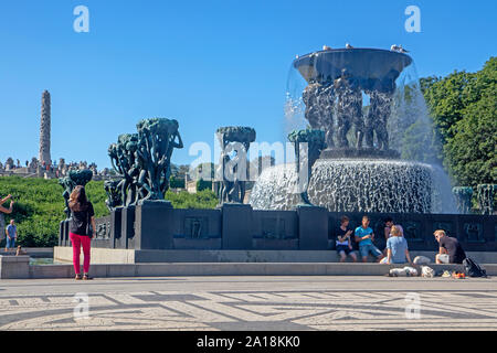 Brunnen in Vigeland Park (Frogner Park) Stockfoto