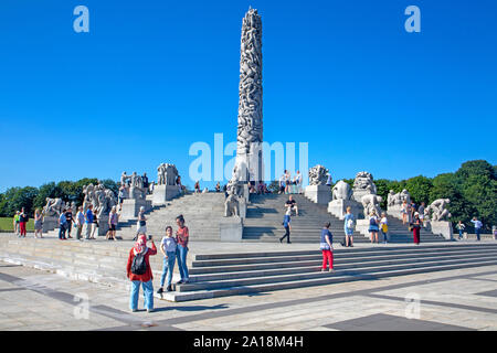 Der Monolith, das Kernstück von Vigeland Park (Frogner Park) Stockfoto