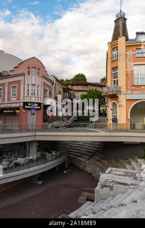 Plovdiv, Bulgarien - Mai 7, 2019: Ruinen der römischen Stadion im Zentrum von Plovdiv Stockfoto