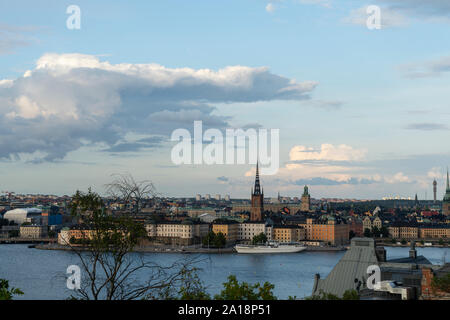 Ein Panoramablick über Stockholm bei Sonnenuntergang Stockfoto