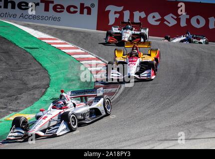 Monterey, CA, USA. 22 Sep, 2019. A. Team Penske Fahrer Leistung (12) Führt den Satz in der Korkenzieher während der Firestone Grand Prix von Monterey IndyCar Meisterschaft an Weathertech Raceway Laguna Seca in Monterey, CA Thurman James/CSM/Alamy leben Nachrichten Stockfoto