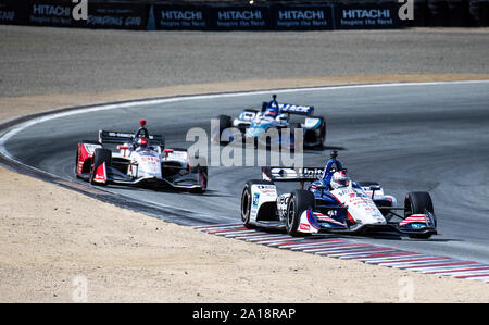 Monterey, CA, USA. 22 Sep, 2019. A. Rahal Letterman Lanigan Racing Fahrer Graham Rahal (15) Führt eine Packung racers Aus 5 während der Firestone Grand Prix von Monterey IndyCar Meisterschaft an Weathertech Raceway Laguna Seca in Monterey, CA Thurman James/CSM/Alamy leben Nachrichten Stockfoto