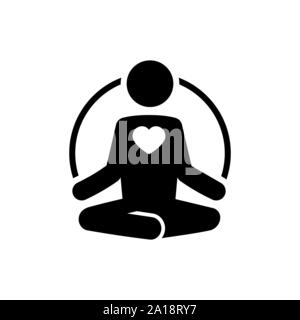 Yoga-Ikone mit Herz. Meditieren und lieben Konzept. Stock Vektor