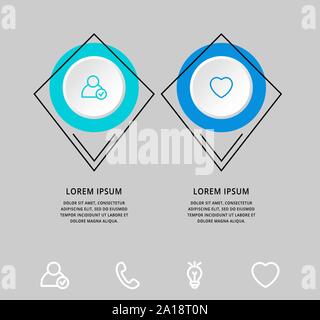 Vektor Infografik Vorlage Kreise für zwei papieretikett, Diagramm, Grafik, Präsentation. Business Konzept mit 2 Optionen. Leerzeichen für Inhalt, Schritt Stock Vektor