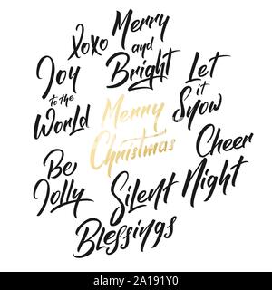 Weihnachten Schrift gesetzt. Winterurlaub Kalligraphie Etiketten Design für Weihnachten Feier Stock Vektor