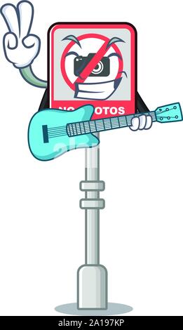 Mit Gitarre keine Kamera isoliert mit der Cartoon Stock Vektor