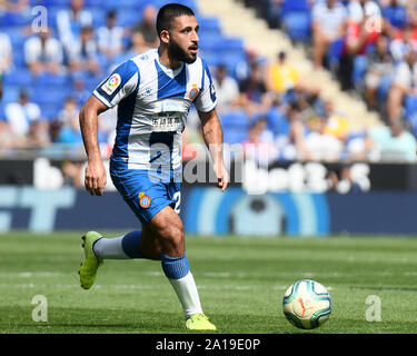 Barcelona, Spanien. 25 Sep, 2019. BARCELONA, 22-09-2019. LaLiga 2019 / 2020 Datum 5. Espanyol-Real Sociedad. Matias Vargas von Espanyol Credit: Pro Schüsse/Alamy leben Nachrichten Stockfoto