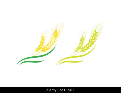 Landwirtschaft Weizen Logo Vorlage vektor Icon Design, Ohren von Weizen, Gerste oder Roggen Vektor visuelle grafische Symbole, Landwirtschaft Symbol. Stock Vektor