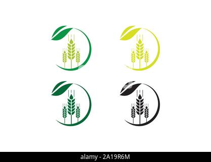 Landwirtschaft Weizen Logo Vorlage vektor Icon Design, Ohren von Weizen, Gerste oder Roggen Vektor visuelle grafische Symbole, Landwirtschaft Symbol. Stock Vektor