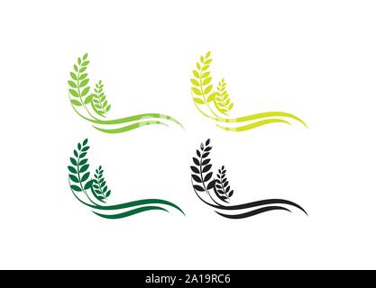 Landwirtschaft Weizen Logo Vorlage vektor Icon Design, Ohren von Weizen, Gerste oder Roggen Vektor visuelle grafische Symbole, Landwirtschaft Symbol. Stock Vektor