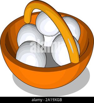 Eier im Korb, Illustration, Vektor auf weißem Hintergrund. Stock Vektor