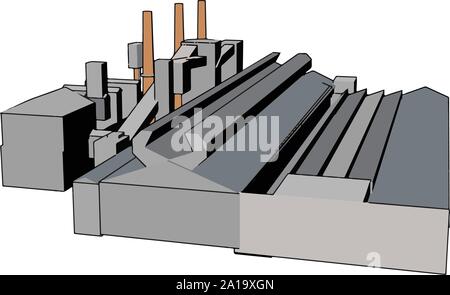Große Fabrik, Illustration, Vektor auf weißem Hintergrund. Stock Vektor