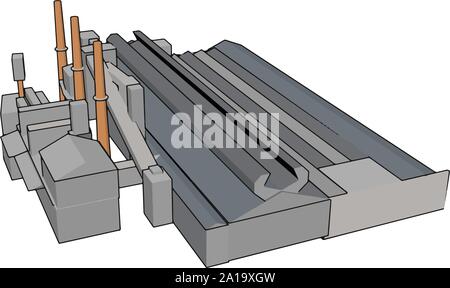 Große Fabrik, Illustration, Vektor auf weißem Hintergrund. Stock Vektor