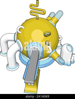Gelbe futuristischen Maschine, Illustration, Vektor auf weißem Hintergrund. Stock Vektor
